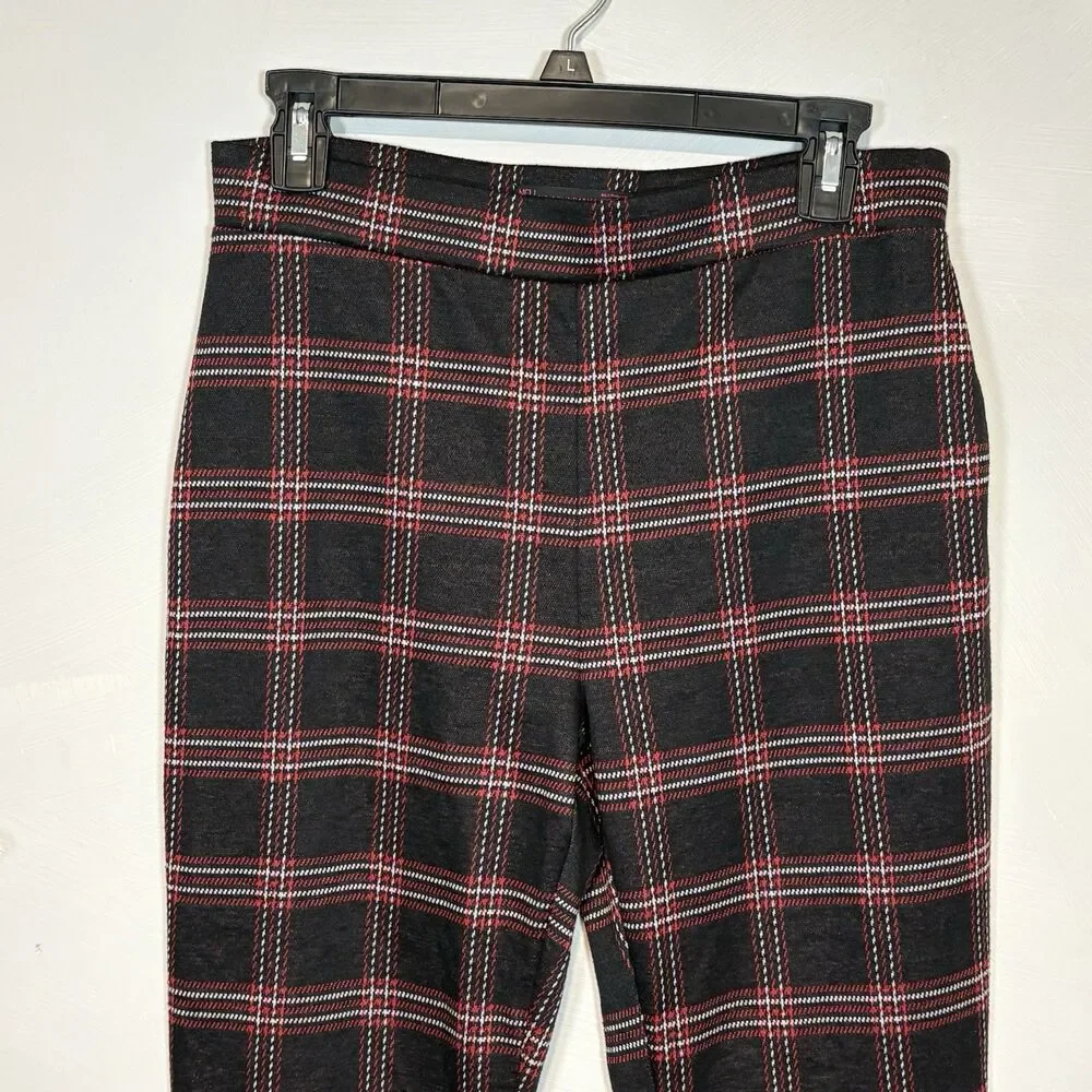 No Boundaries Size L Plaid Flare Leg Pull On Pants Legging Check Grunge Academia - Picture 4 of 8